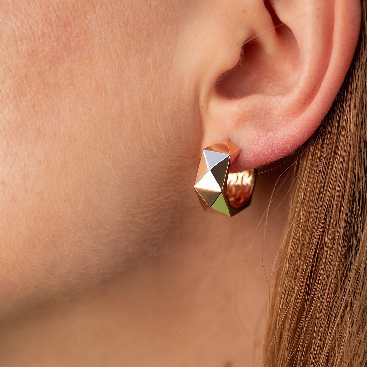 Серьги - кольца "Anna-Lisa" в красном золоте с09029 от ювелирного магазина Оникс - 3