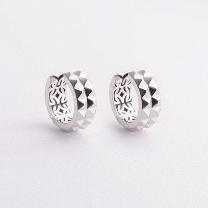 Серьги - кольца "Monika" в белом золоте с09312