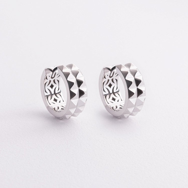 Серьги - кольца "Monika" в белом золоте с09312 от ювелирного магазина Оникс