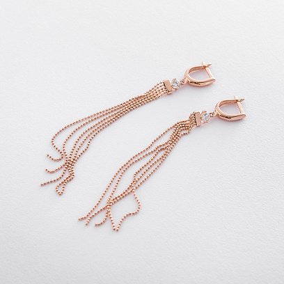Висячие серьги из красного золота с06319