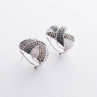 Золотые серьги с бриллиантами Е25296С