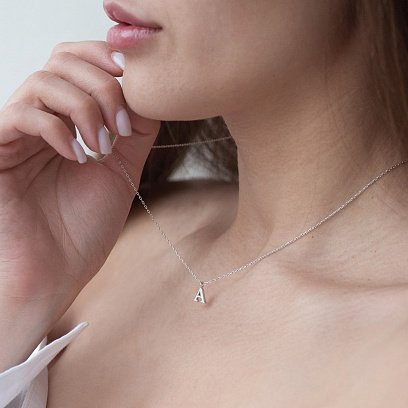 Серебряное колье с буквой С 18618б №4