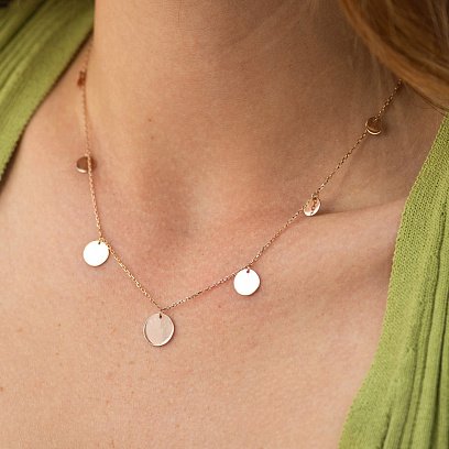 Кольє "Монетки" у червоному золоті (7 шт) кол02558