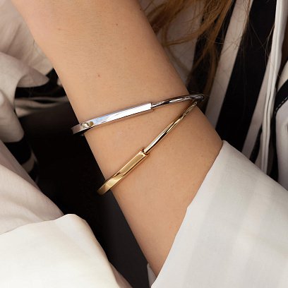 Жесткий браслет Lock в желтом золоте б05259 №8