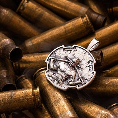 Серебряный кулон "Український козак. Молитва до Пресвятої Богородиці" 133207 №14