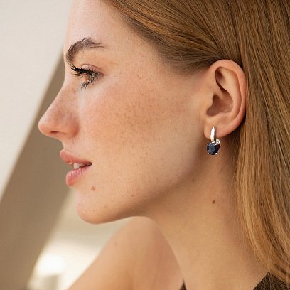 Серебряные серьги с сапфирами GS-02-003-31 №2