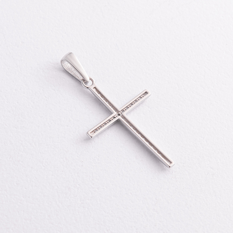 Крестик в белом золоте (фианиты) п04058 от ювелирного магазина Оникс - 1