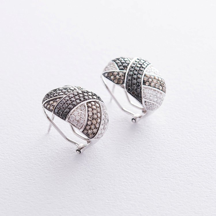 Золотые серьги с бриллиантами Е25296С от ювелирного магазина Оникс