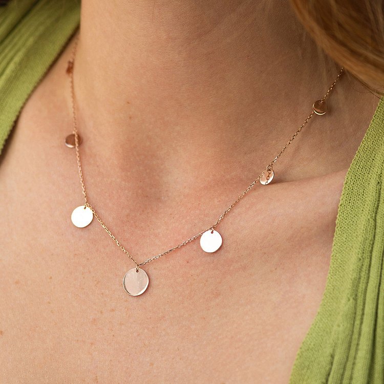 Кольє "Монетки" у червоному золоті (7 шт) кол02558 від ювелірного магазину Онікс