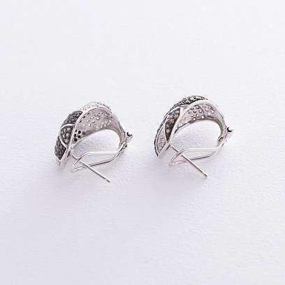 Золотые серьги с бриллиантами Е25296С №3