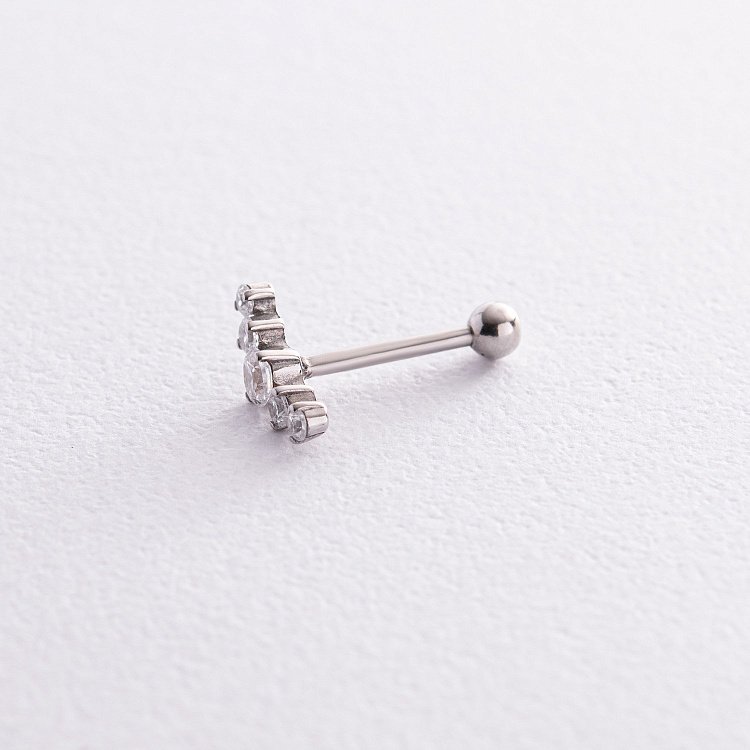 Одиночная серебряная серьга в хрящ ушка (фианиты) 40001 от ювелирного магазина Оникс - 3