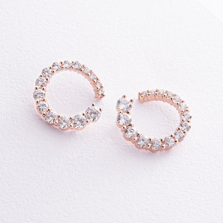 Серьги - пусеты "Саманта" с фианитами (красное золото) с08448 от ювелирного магазина Оникс - 4