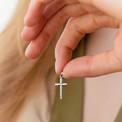 Православний хрестик в білому золоті п03517 №4