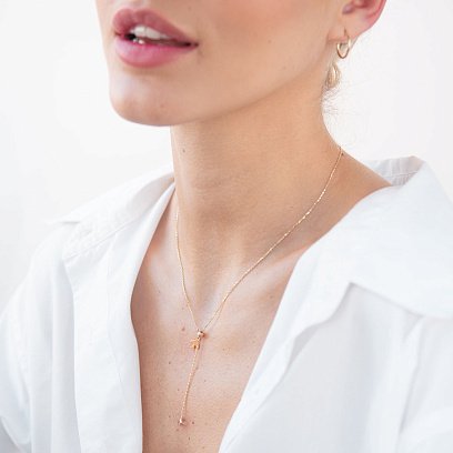 Кольє "Ластівка" в жовтому золоті (фіаніт) кол01859 №2