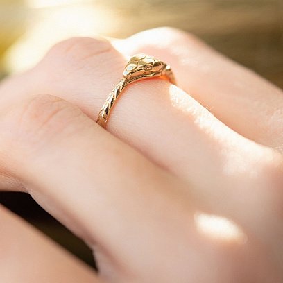 Золотое кольцо "Змей Уроборос" к07001 №6