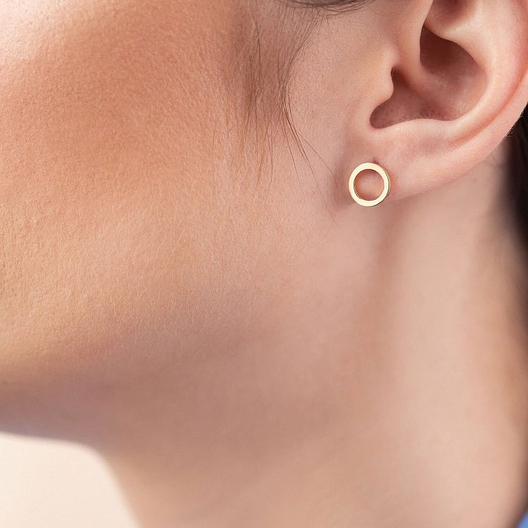 Серьги - пусеты "Круговорот" в желтом золоте с08304 от ювелирного магазина Оникс - 6