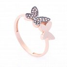 Золотий перстень з метеликами (фіаніт) к06233 от ювелирного магазина Оникс