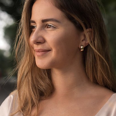 Золоті сережки - кільця без каменів с05885 №6