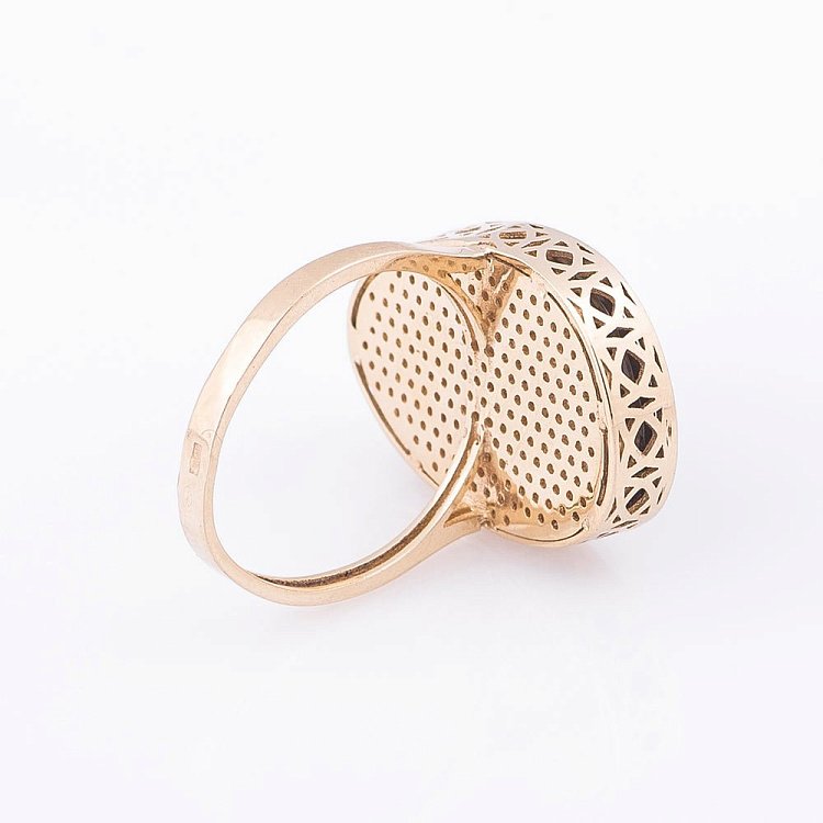 Золотое кольцо с дымчатым кварцем и фианитами к03582 от ювелирного магазина Оникс - 1