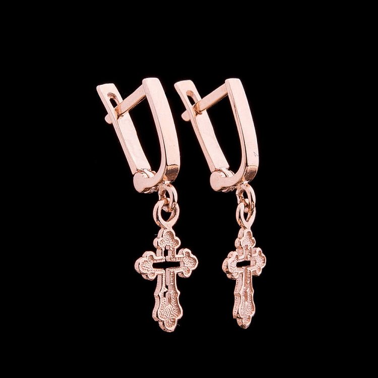 Золоті сережки "Хрестики" с03684 від ювелірного магазину Онікс - 3