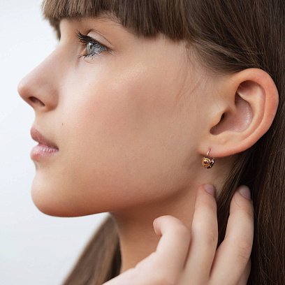 Золоті дитячі сережки "Сердечка" с05405 №5