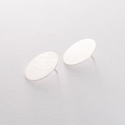 Серебряные серьги "Большие кометы" матовые 122493 №4