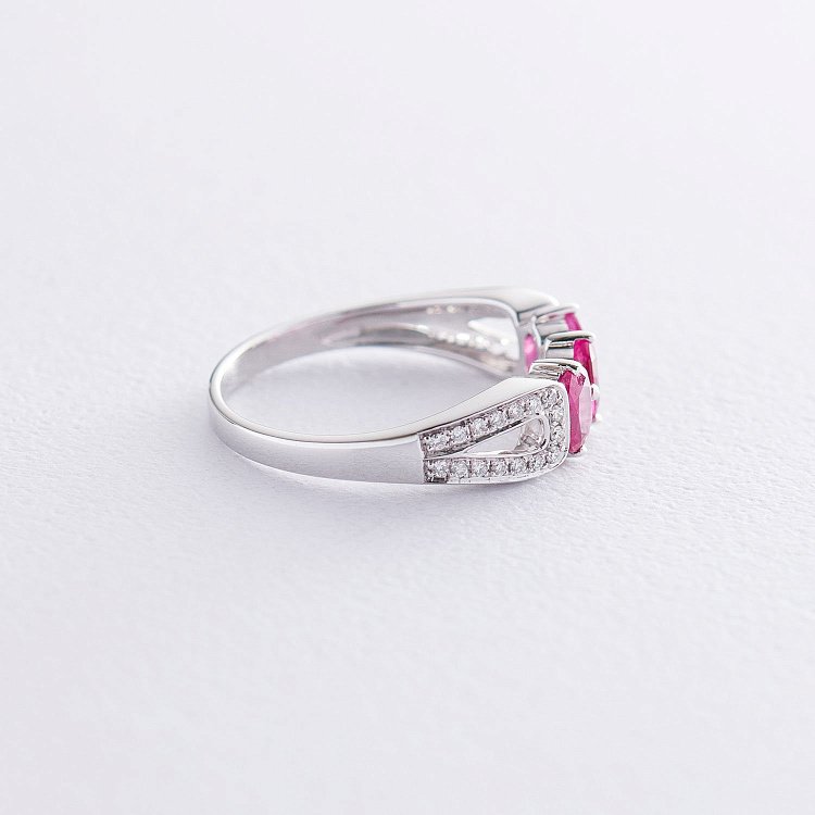 Золота каблучка з діамантами та рубінами R12088Raj від ювелірного магазину Онікс - 2