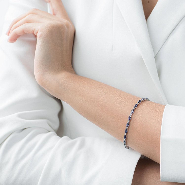 Золотой браслет с сапфирами и бриллиантами Б-1 от ювелирного магазина Оникс - 3