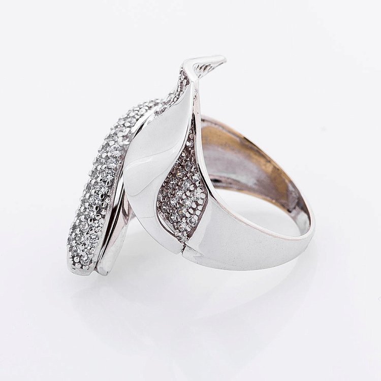 Золота каблучка з фіанітами к01778ж від ювелірного магазину Онікс - 2