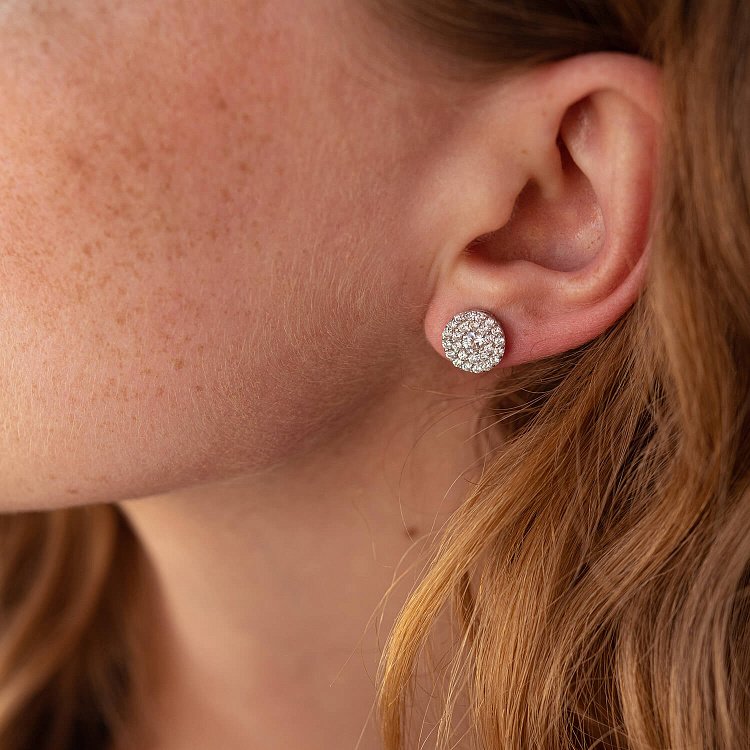 Золотые серьги - пусеты с бриллиантами с230 от ювелирного магазина Оникс - 4