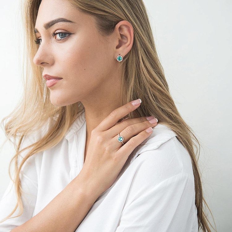 Золотое кольцо (празиолит, фианиты) к05670 от ювелирного магазина Оникс - 4