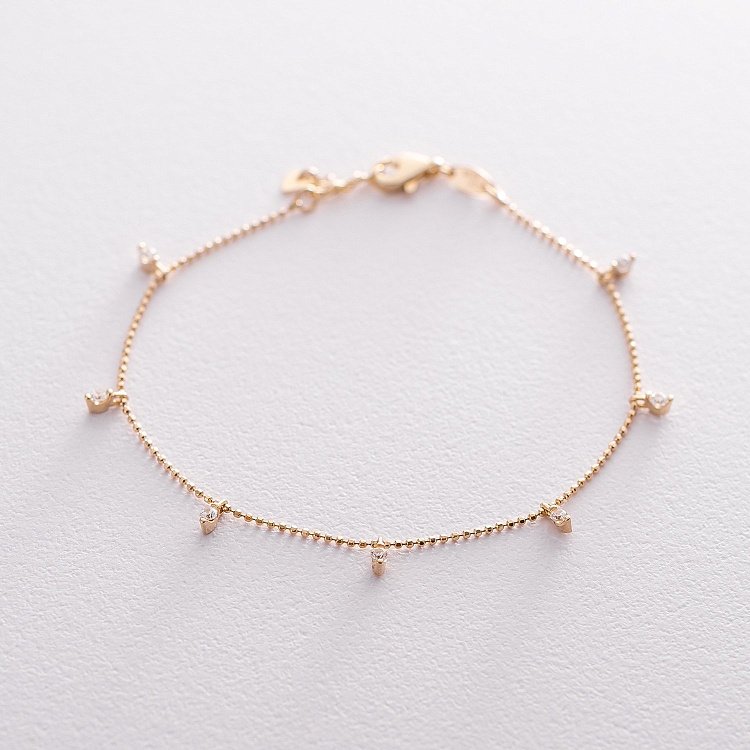 Золотой браслет с фианитами б04218 от ювелирного магазина Оникс