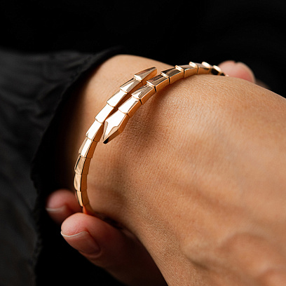 Жорсткий браслет "Змія" у червоному золоті б05728 №3