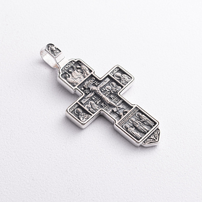 Срібний православний хрест "Розп'яття. Вхід розсудливого розбійника до раю" (чорніння)  1973