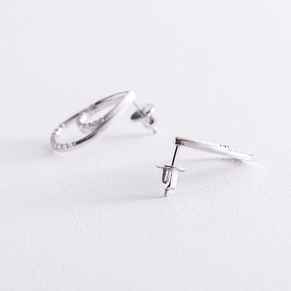 Срібні сережки - пусети "Крапельки" з фіанітами 4903 №3