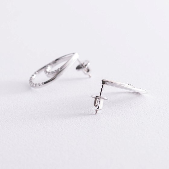 Срібні сережки - пусети "Крапельки" з фіанітами 4903 №3