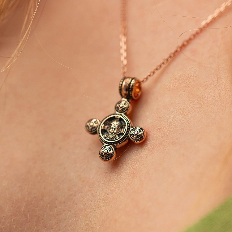 Золотий хрестик "Спас Нерукотворний. Ангел Хранитель" п02646 від ювелірного магазину Онікс - 3