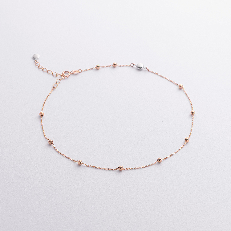 Браслет "Шарики" на ногу (красное, белое золото) б05315 от ювелирного магазина Оникс