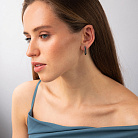 Золотые серьги - кольца "Nicola" с черными фианитами с09532 от ювелирного магазина Оникс - 3