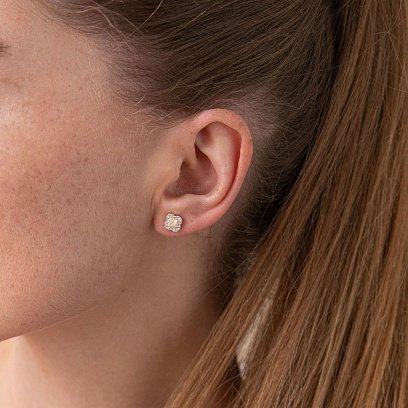 Золоті сережки-пусети "Конюшина" (фіаніт) с06182 №2