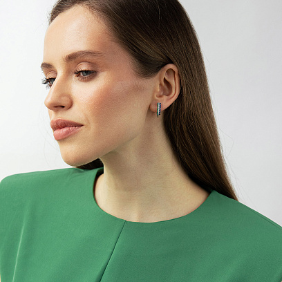 Сережки у білому золоті (діаманти, смарагди, сапфіри) сб0721lg №4