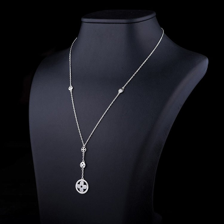 Золотое колье "Клевер" с фианитами кол01043 от ювелирного магазина Оникс - 1