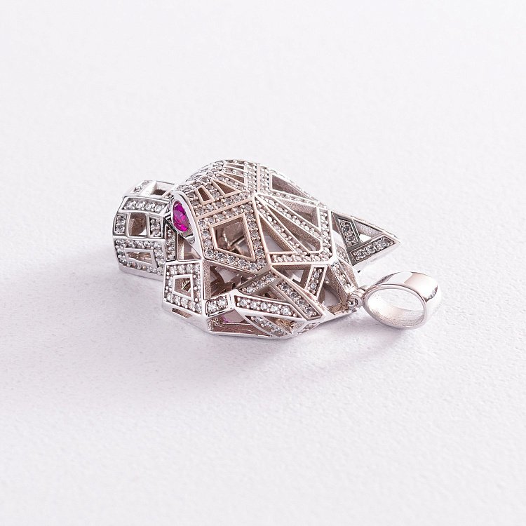 Золота підвіска "Пантера" з фіанітами п03649 від ювелірного магазину Онікс - 4