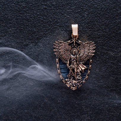 Золотой кулон "Архангел Михаил. Молитва" (возможна индивидуальная гравировка) п03807 №3