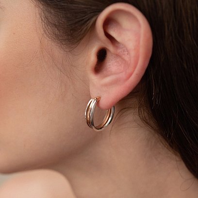 Серьги "Сплетение" (красное и белое золото) с08078 №4