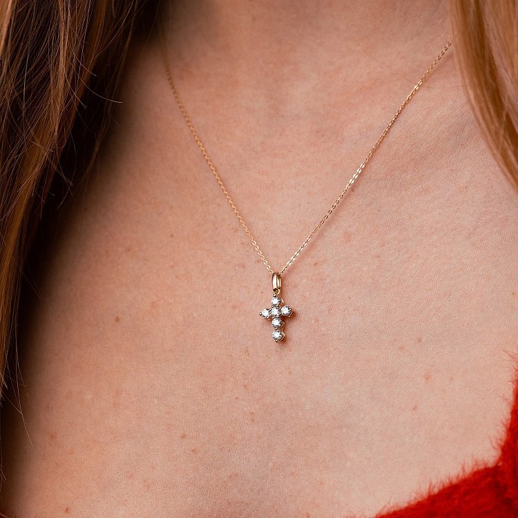 Крестик с бриллиантами (желтое золото) пб0337gm от ювелирного магазина Оникс - 4