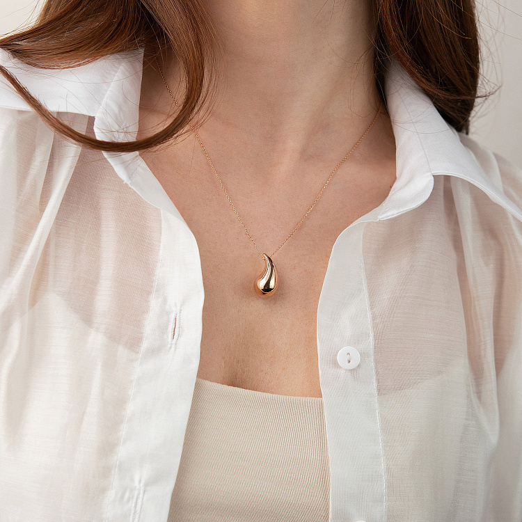 Кольє "Megan" в червоному золоті (Middle) з фіанітом кол02584 від ювелірного магазину Онікс - 4