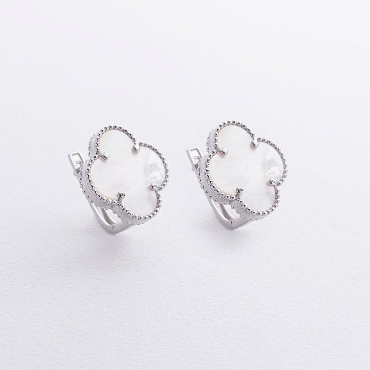 Срібні сережки "Конюшина" (перламутр) 123420 від ювелірного магазину Онікс - 5