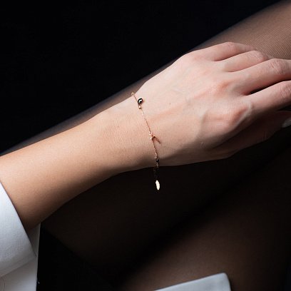 Золотой браслет "Перышки" с фианитами б04632 №2