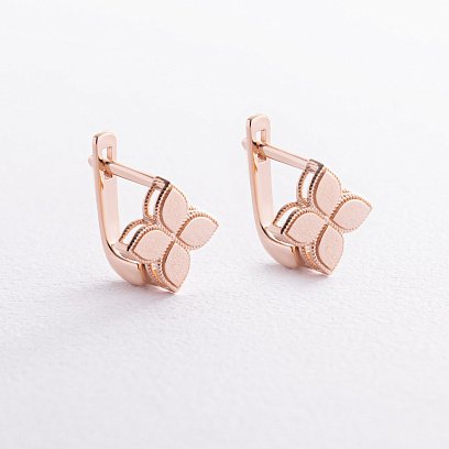 Сережки "Конюшина" в червоному золоті с08456